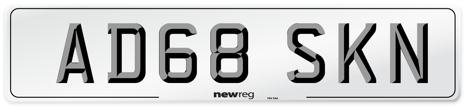AD68 SKN Number Plate from New Reg